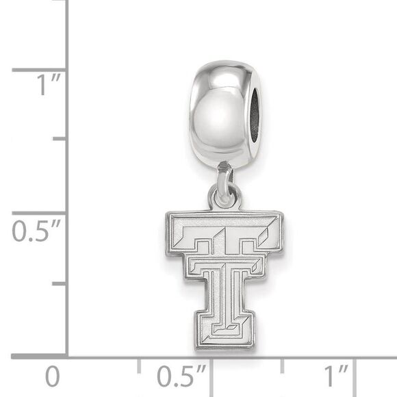 Sterling Silver Texas Tech University Small Dangle Bead Charm - Picture 3 of 4